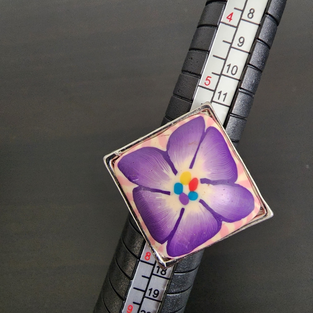 Purple Flower Ring, Size Adjustable - image 7